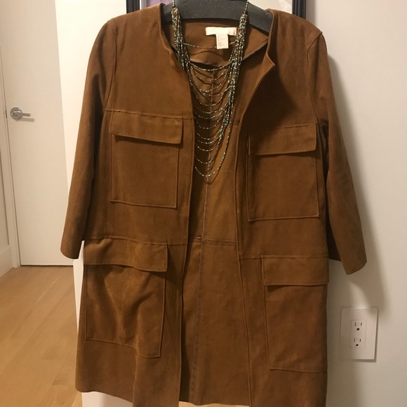 Tan Faux Suede H&M Jacket with Pockets - Picture 4 of 6